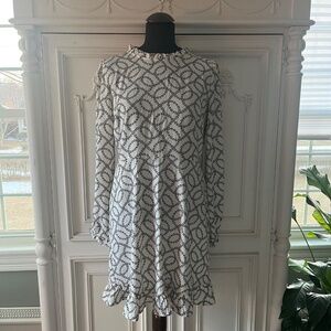 LOFT Ruffled Floral Flounce Dress Ivory